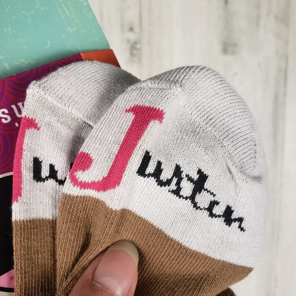 NWT Justin Boots Fashion Cushioned Sole Horse Crew Socks Women's Size Small